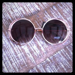 Express Gold Oversized Round Sunglasses